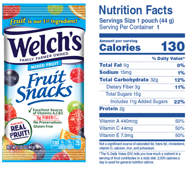 Annies Fruit Snack Nutrition Label